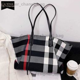 Shoulder Bags Evening Bags Large Capacity Cotton Fabric Plaid Casual Tote For Women Fashion Shoulder Bag Handbags Designer Bolsos Sac T240301