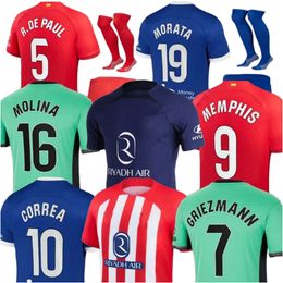 Atletico Madrids Soccer Jerseys GRIEZMANN 23 24 120th Anniversary 2024 M.LLORENTE KOKE SAUL Correa LEMAR Football Shirt Men Kids Kit Sets Uniforms 16-4XL