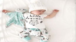 02Y summer Newborn Baby Boy girl Clothes set little dreamer fox Tshirt TopsPants Outfits Clothes Baby Clothing Set8445074