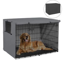 Pens Oxford Windproof Dog Cage Cover, Polyester, Breathable, Dustproof, Foldable, Outdoor, Pet Kennel Accessory, 3Colors, 210D