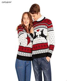 FashionCouples Winter Sweater Pullover Two Person Ugly Sweater Couples Pullover Novelty Christmas Women For Sweater Pull Femme 3X3745057