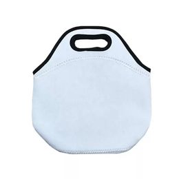 US SHip Neoprene Sublimation Lunch Bag With Zipper Reusable White blank waterproof Thermal Lunch Box Handbags Tote For students school work office picnic