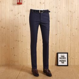 Pants On Sale Plus Size 35 36 Men Long Suits Pant Smart Casual Big Sale Slim Striped Mans Pants Summer Autumn Blue Plaid Suit Pants