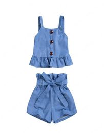 2020 Ins denim baby girls suits Summer Toddler sets Tank TopsShorts 2pcsset baby girl designer clothes girls clothes7757935