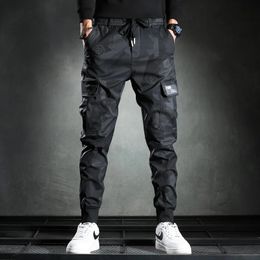 Sweatpants Men Camouflage Elasticity Military Cargo Pants Drawstring Multi Pockets Bottoms Casual Jogger Trousers 240228