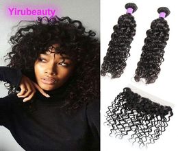 Wet And Wavy 2 Bundles With Lace Frontal Ear To Ear Peruvian Human Hair Bundles With Frontal Part Nataural Color Water Wave2173152