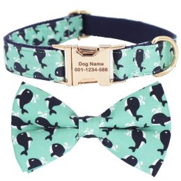 Collars whale Dog Collar Bow Tie with Metal Big and Small Dog&Cat Collar Pet Accessories