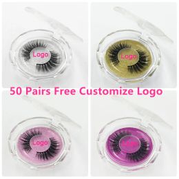 Eyelashes 50pcs Mink Lashes Luxury Natural long Mink False Eyelashes Cross Thick Extension Eyelashes 18Styles Free Logo Wholesale