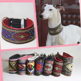 Collars Dog Collar for Whippets Greyhounds Sheepskin Breathable Dog necklace Retro Italian Greyhounds Collar Wide Leather Whippet Collar