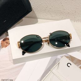 Womens Triomphe Oval Frame Sunglasses 40235 Women Metal Mirror Legs Green Lens Sunglasses Retro Small Round Frame Sexy Little Women With original box 24