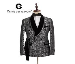 Cenne Des Graoom New Men Suit Costume Blazer 2 Pieces Elegant Design Velvet Lapel Wedding Party Groom Tuxedo DGBlack2 2011062968102