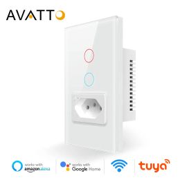 Controls Avatto Tuya Wifi Zigbee Switch 16a 20a Socket,brazil Standard 4x2 Glass Panel Smart Light Switch Work with Alexa Google Home