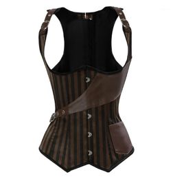 Bustiers Corsets Steampunk Underbust Corset Vest Women Leather Spliced Gothic Top Burlesque Body Shaper Pirate Costume Plus S6X1759868