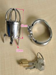 New design Stainless Steel Super Small Device Short Latest Stainless Steel Cock Penis Cage For Men BDSM5331656