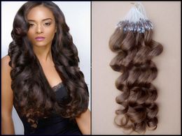 100g 1gs Brazilian micro ring loop hair extensions LOOSE WAVE Micro Bead Links Remy Hair Extensions7031857