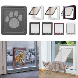 Ramps Pet Lockable House Entry Exit Freely Dogs Cats Magnetic Household Pet Door Frame Safe Flap Door Plastic Gate Pet Accessories