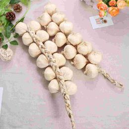 Decorative Flowers 2pcs 20 Inch Artificial Vegetable String Hanging Lifelike Garlic Model Pendant Pography Prop Teaching For Home Shop