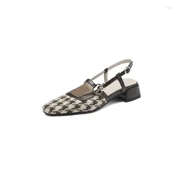 Dress Shoes Big Size Oversize Large Square Toes Thick Heel Pumps Women Lattice Womens With Design Simple And Elegant