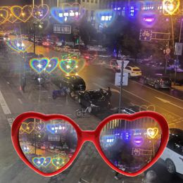 Sunglasses Funny Love Heart/Flower Diffraction Effects Glasses Watch The Lights Change To Firework Heart Special