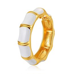 Fashion Bamboo Shape Enamel Statement Bangle Cuff Bracelet Womens Black White Colour Bangle Bracelet for Party Wdding 240228