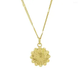 Pendant Necklaces Stainless Steel Sun Flower Plant Necklace 18K Gold Plated Women Sunflower Teen Girls Friendship Jewelry