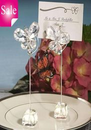 40pcslot Exquisite white Crystal Butterfly Place Card Holder Wedding Favors7157606