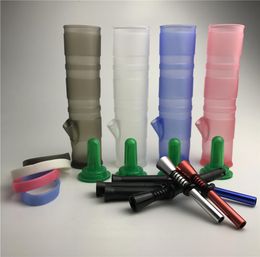 portable silicone water bong with Colourful bong metal smoking nail Philtre plastic smoking tube tracking bong for water pipes3544885