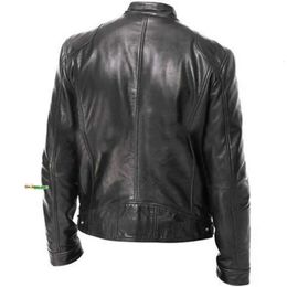 2021 Autumn Male Leather Jacket Plus Size Black Brown Mens Stand Collar Coats Leather Biker Jackets Motorcycle Leather Jacket 170