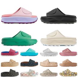 Top Quality Woman Mens Rubber Platform Slides Designer Sandals Women Fashion Canvas Plate-forme Slippers Sliders Pink Beige Black Brown Grey Flat Beach Shoes