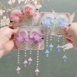 Hair Accessories Headdress Cute Chinese Style Girls Tassel Women Side Clip Flower Hairpin Pearl Barrette