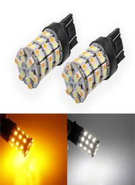 4XT20 60SMD 1210 7443 Dual Colour Switchback LED Bulb For Turn SignalBrakeTail LED Light Bulbs4330924