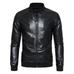 Mens Leather Bomber Moto Jackets Baseball Collar Express Faux PU Bike For Male 240219