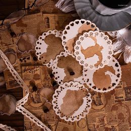 Gift Wrap 30Pcs/Pack Material Paper Coffee Impression Suit With Lace Twine Base Account Decoration Memo Scrapbook Notes