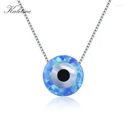 Pendants KALETINE 925 Sterling Silver Necklace Opal Lucky Hamsa Evil Eye Charm Pendant Necklaces Woman Jewellery KLTN017