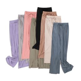 Capris Women's Ice Silk Widelegged Pants Summer High Waist Feeling Girls Students Nine Points Straight Skirt Thin Long Trousers Casual