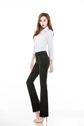 Women's Jeans 2024 Colour Boot Cut Female Mid High Waist Business Casual Flares Pants Bell Bottom Trousers
