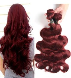 Malaysian Burgundy Brazilian Hair Weave Bundles Brazilian Virgin Hair Body Wave 99J Red Colour Human Hair Extensions6938942