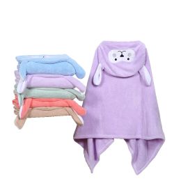 Towels NEW Pet Shower Bath Towel Soft Coral Fleece QuickDrying Bathrobe Cartoon Hoodie Cape For Cats Dogs Kitten Puppy Pets Supplies