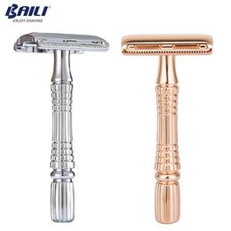 BAILI Upgrade Wet Shaving Safety Razor Double Edge Shaver Handle Barber Men Manual Beard Care Women Hair Removal with Free Blade 240228