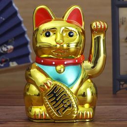 56H Chinese Feng Shui Beckoning Cat Wealth White Waving Fortune Lucky Gold Silver Gift for Good Room Decors 5 Colors 240220