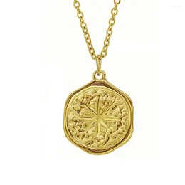 Pendant Necklaces Stainless Steel 18K Gold Plated Women Sun Necklace Coin Jewelry Gifts For Girls