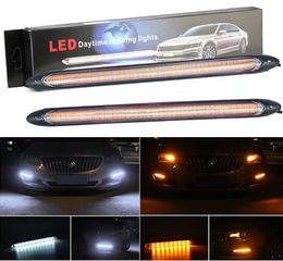 DRL Daytime Running Lights Led Car Waterproof Universal DC 12V Auto Headlight Sequential Turn Signal Yellow Flow Day Light6348646