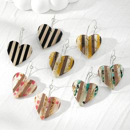 Dangle Earrings Wood Colourful Gold Foil Love Heart Hoop Women Boho Romantic Transparent Geometric Pendant Wedding Jewellery