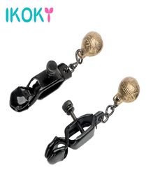 IKOKY 1 Pair Nipple Stimulator Breast Clips With Bell Erotic Toys Metal Nipple Clamps Sex Toys for Couple Adult Games q1707182091867