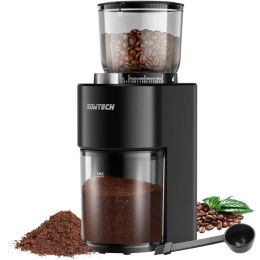 Tools 2023 New SOWTECH Antistatic Conical Burr Coffee Grinder, Adjustable Burr Mill with 38 Precise Grind Setting, Precision Timer