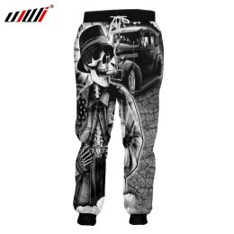 Sweatpants UJWI Men Casual Sweatpants Cool Print Smoking Skull 3d Sweat Pants Joggers Harem Pants Male Full Length Drawstrong Pants Hombre