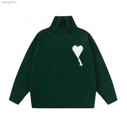 Amis Paris Designer Mens Sweater De Coeur Aron Love a Heart Pattern Jacquard Cardigan for Men and Women Sportswear Casual Couple 118