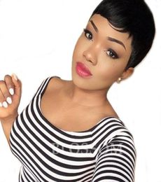 Unprocessed Human wig Hair Lace Front Wigs glueless Black Women Short Pixie Cut Wigs Soft Bob Human None Lace Brazilian hair wig929572691