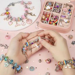 Link Bracelets 66pcs DIY Beaded Bracelet Set With Storage Box Christmas Gift Acrylic Large Hole Beads Girls Handmade Jewelry Making