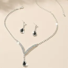 Necklace Earrings Set Elegant Gift Teardrop Classic Luxury Exquisite Wedding Jewellery Crystal Korean Style Women